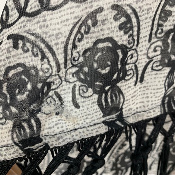 Charming Charlie Black Tribal Boho Racer Back Tassel Hem Tank Top Size XS - Picture 7 of 12